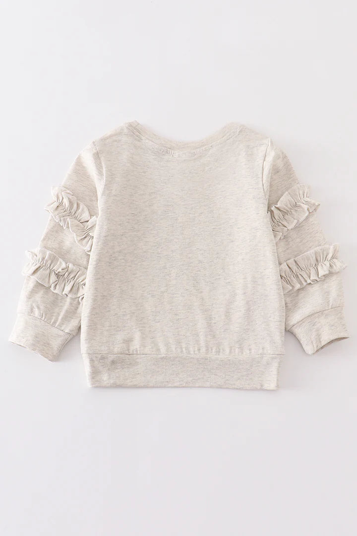 BOO-tiful Beige Ruffle Top