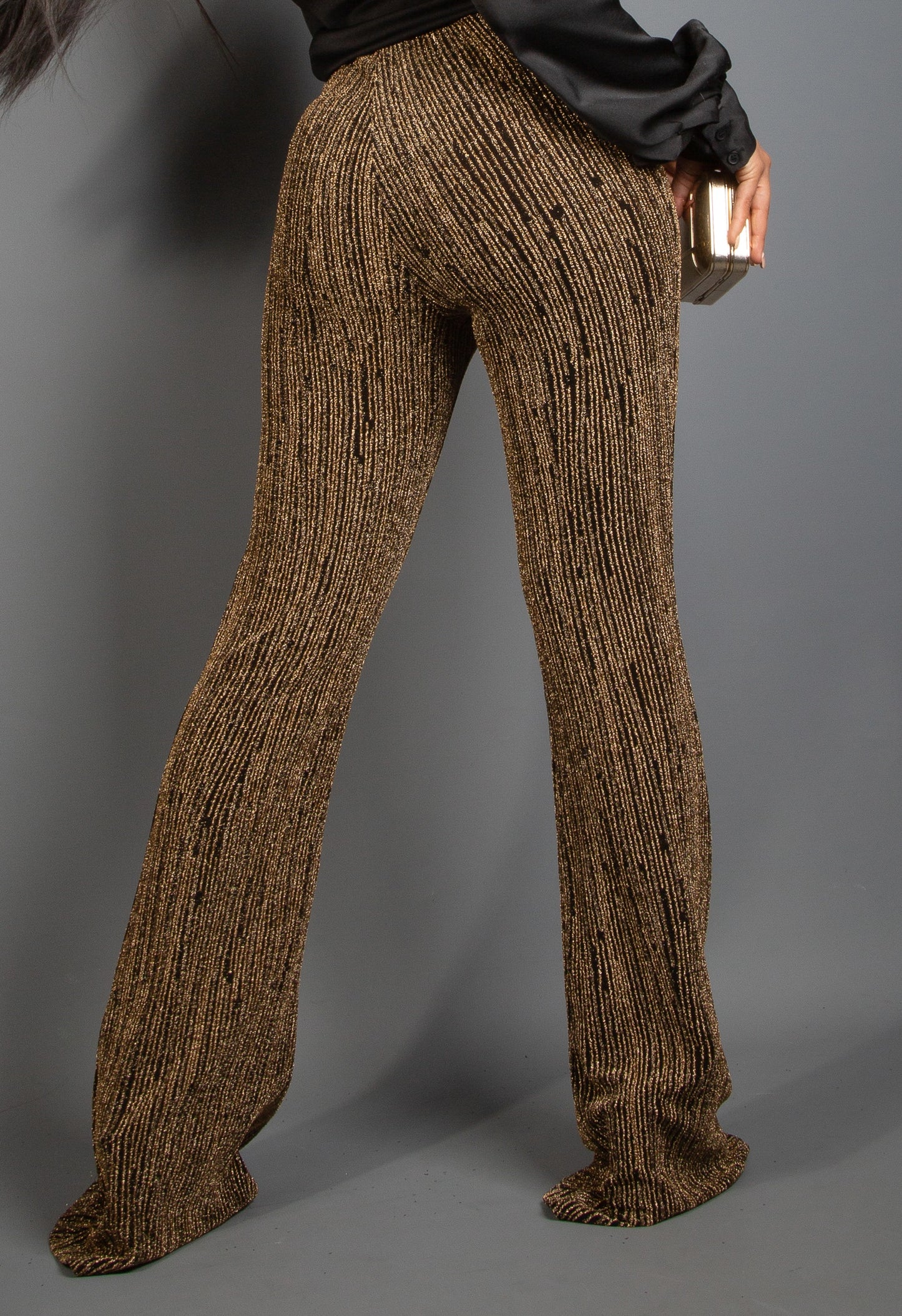 Lurex Stripe Flared Trousers