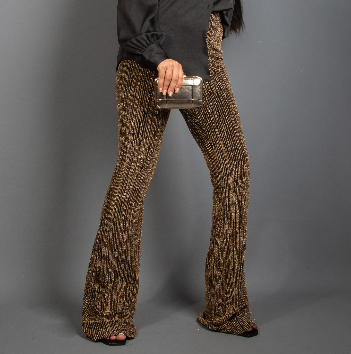 Lurex Stripe Flared Trousers