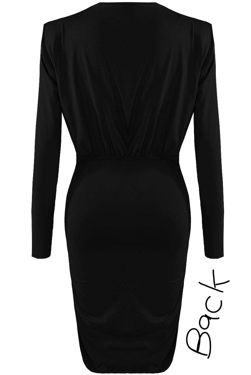 V Neck Ruched Side Midi Dress
