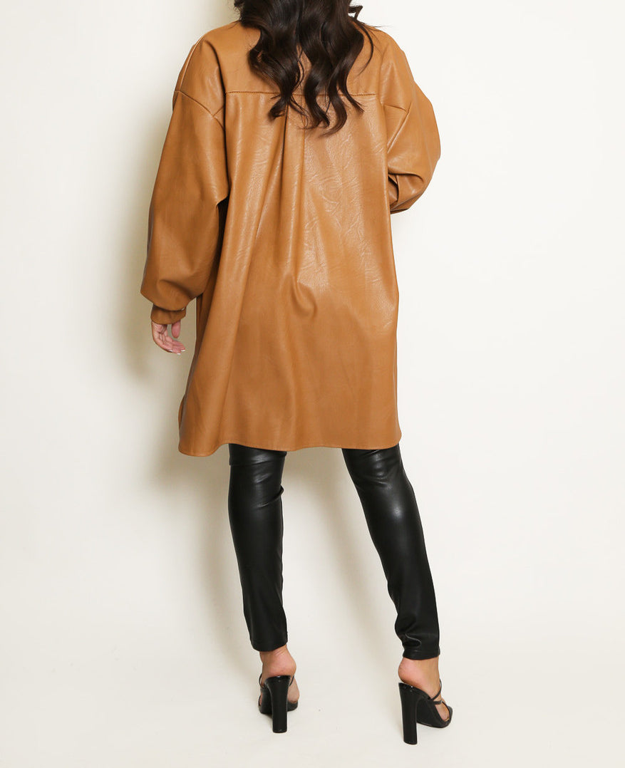 Faux Leather Overshirt