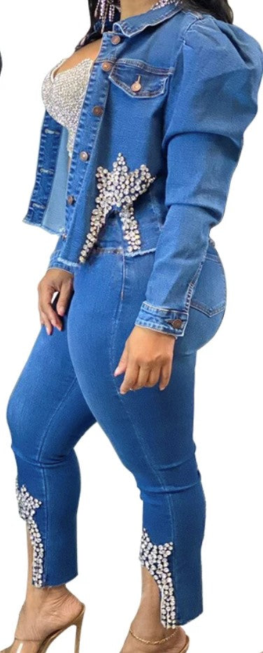 Jacket and jean denim set