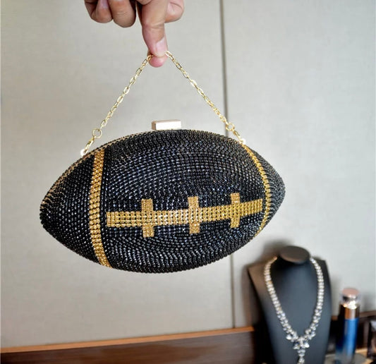 American football shaped clutch