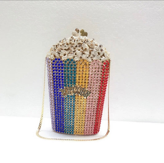 Rainbow popcorn clutch bag