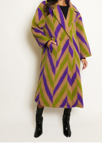 Chevron Wool Longline Coat