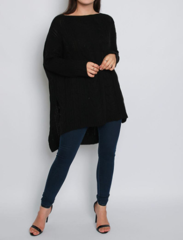 High Low Oversized Longline Knitted Jumper