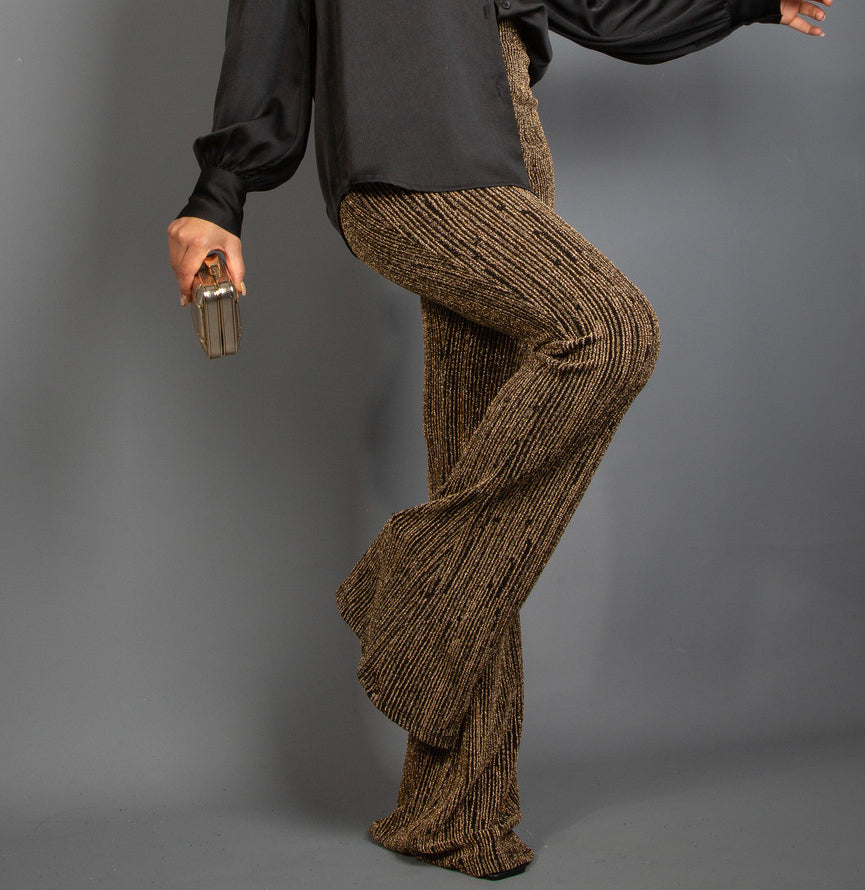 Lurex Stripe Flared Trousers