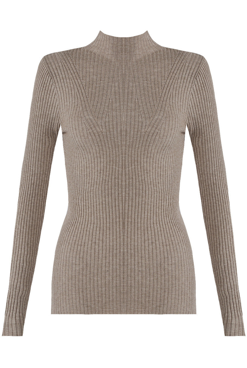 MOCK NECK RIBBED JUMPER