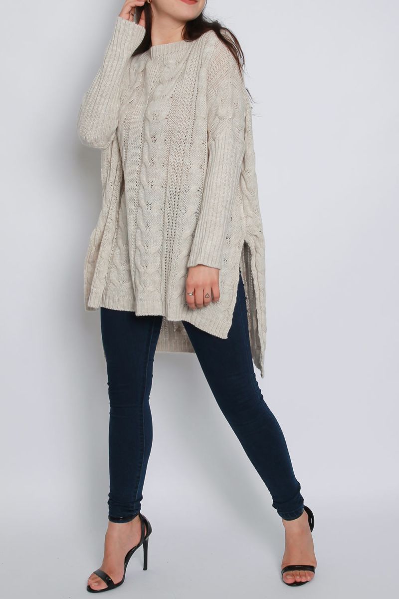 High Low Oversized Longline Knitted Jumper