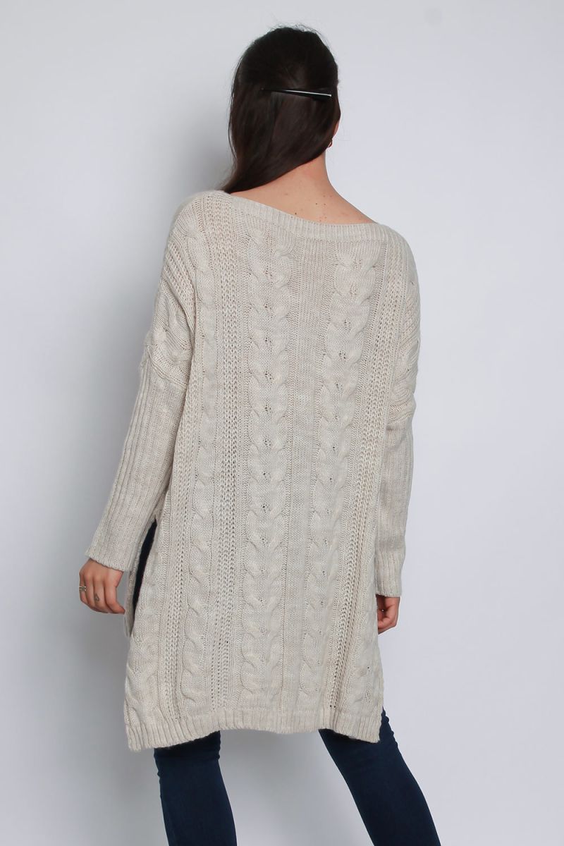 High Low Oversized Longline Knitted Jumper