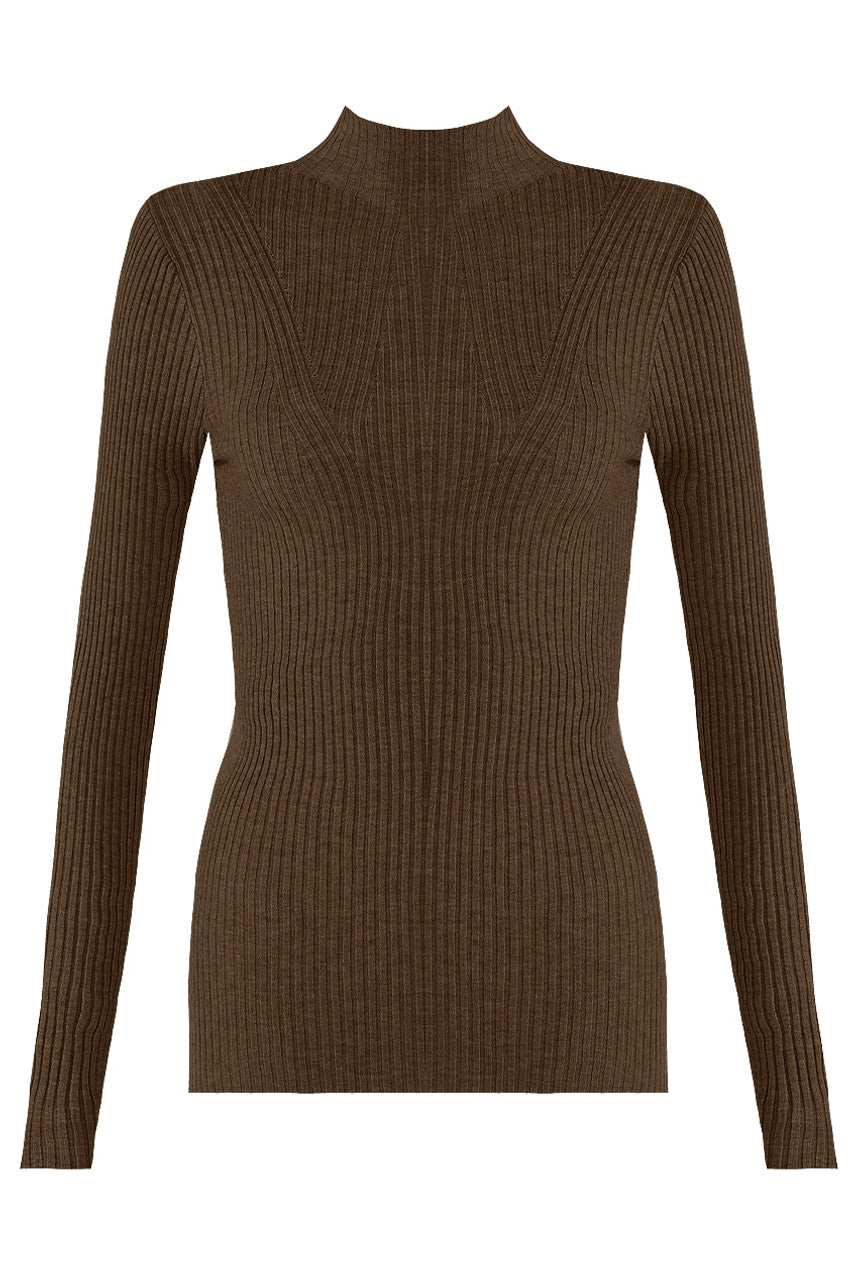 MOCK NECK RIBBED JUMPER