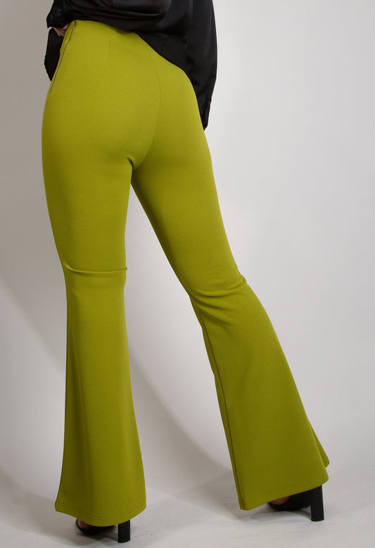 High Waisted Crepe Flare Trousers