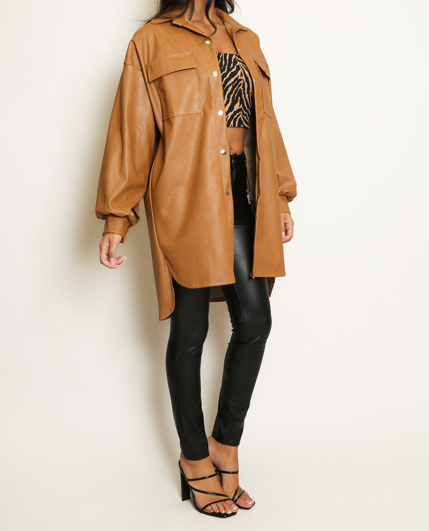 Faux Leather Overshirt