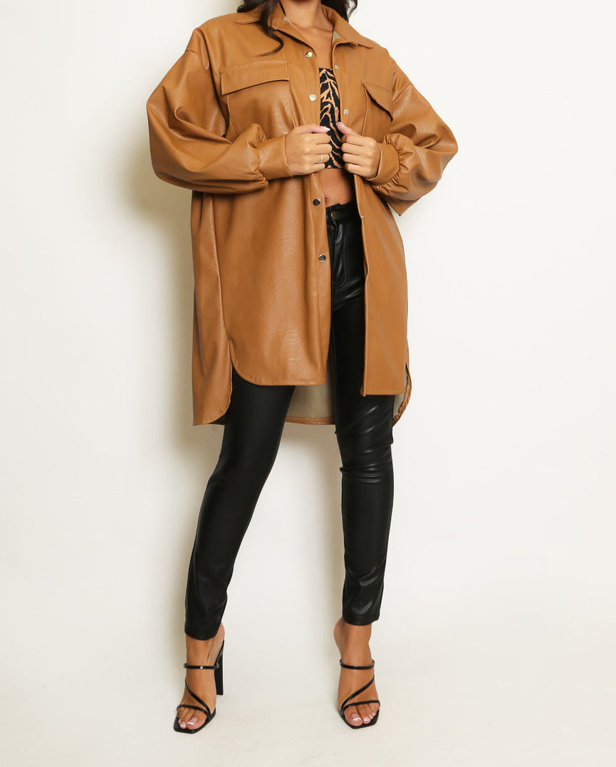 Faux Leather Overshirt