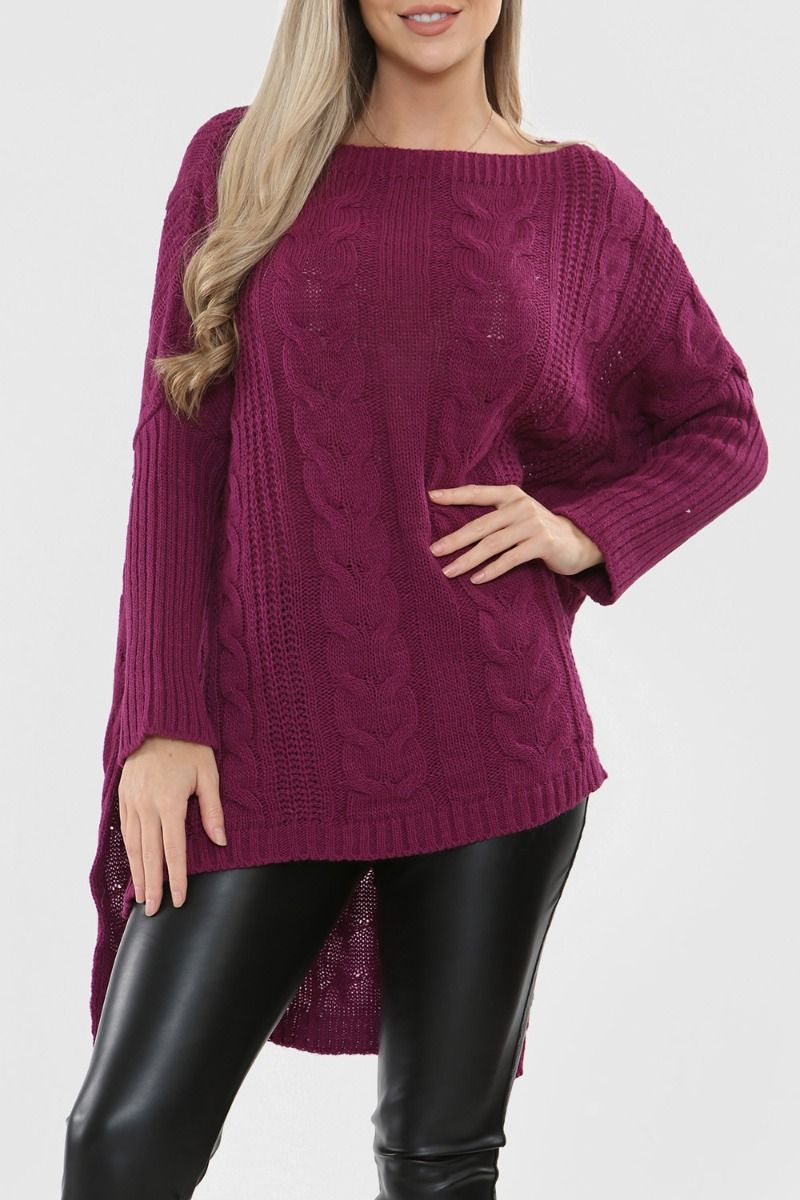 High Low Oversized Longline Knitted Jumper