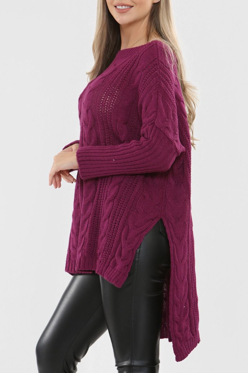 High Low Oversized Longline Knitted Jumper