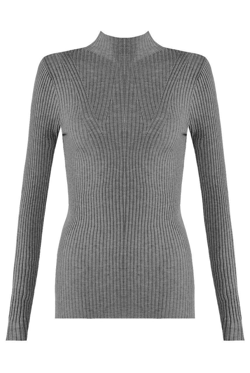 MOCK NECK RIBBED JUMPER